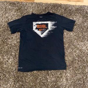 Black baseball Nike shirt.